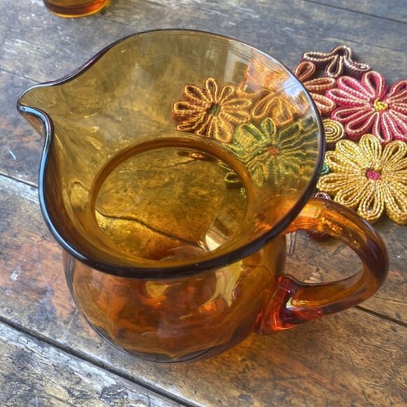 77-(VK). Vintage. Kitchen. Amber. Glass. Juice Set. - Picture 5 of 13